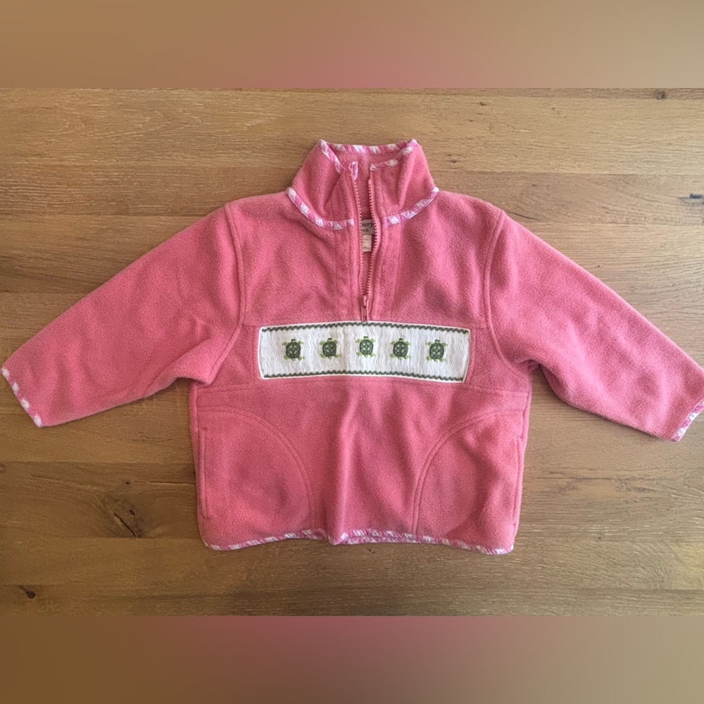 Kids Pink Fleece Sweatshirt with Turtle Design